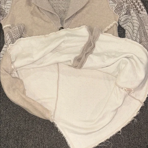 Free People Stylish Beige and Brown Button-Up Cardigan - Picture 6 of 9